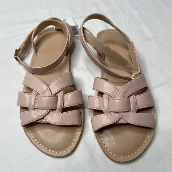 J.Crew Crewcuts Girls $65 Basketweave Sandals Mauve Blush Size K2 BP444 - Picture 2 of 8